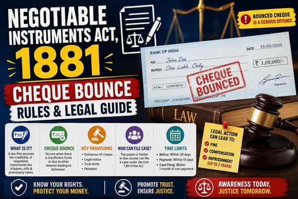 Negotiable Instruments Act, 1881 Cheque Bounce Rules & Legal Guide