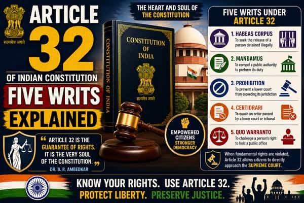 Article 32 of Indian Constitution Five Writs Explained